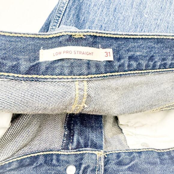 Levi's Low Pro Straight Denim Jeans Ripped Knees Med Wash Size 31 - Picture 8 of 9
